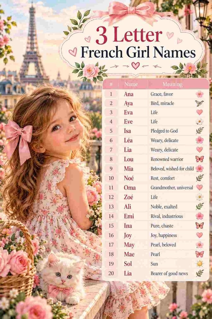 3 letter french names for girl

