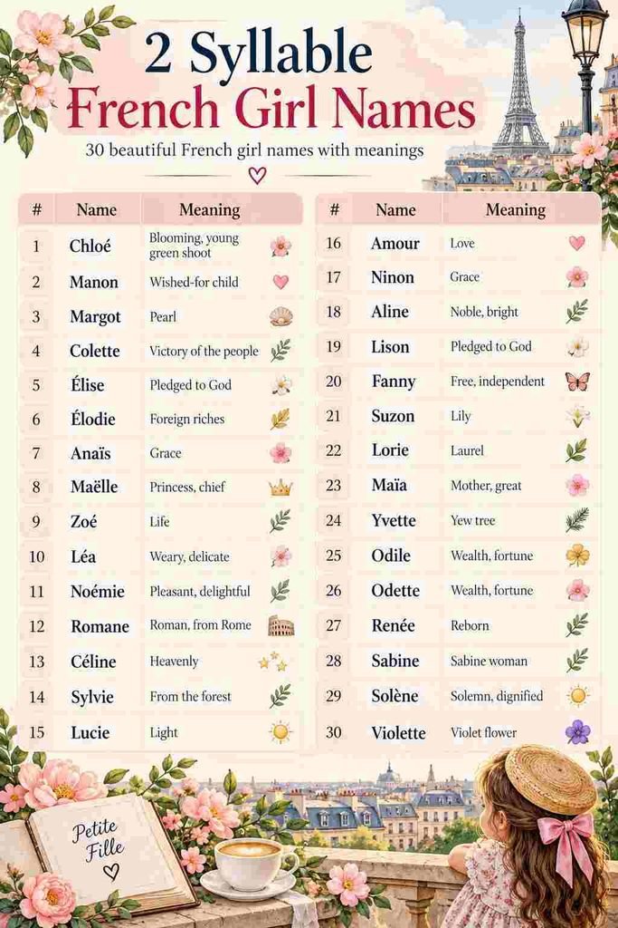 Parisian Two-Syllable Girl Names