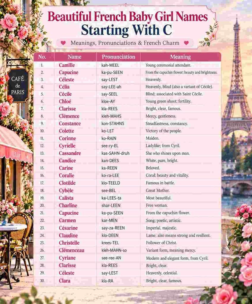french girl names that start with c