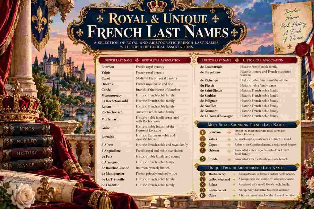 royal unique french last names list