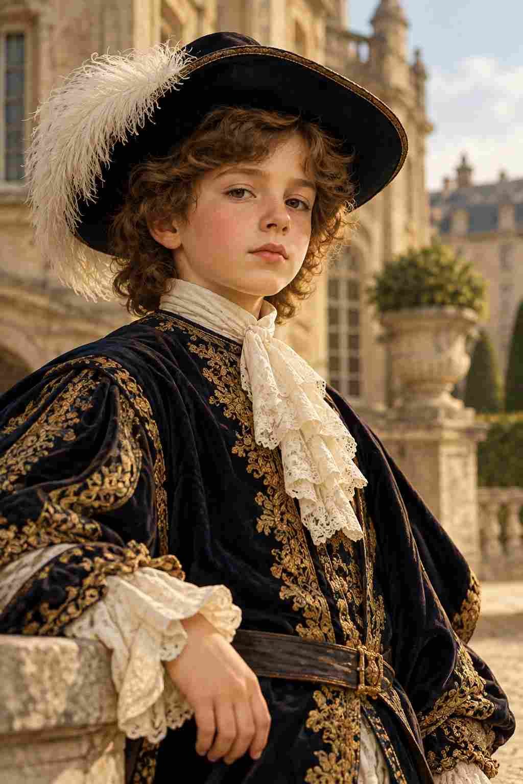 Baroque Boy in a Garden Courtyard