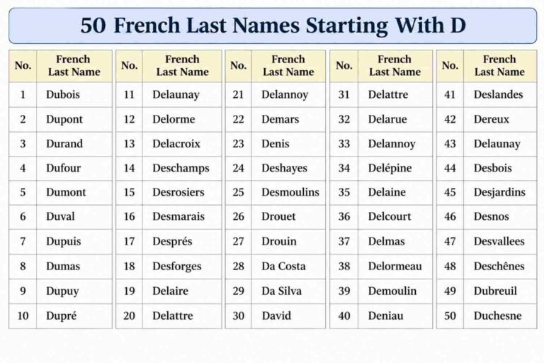 french last names starting with d​ list