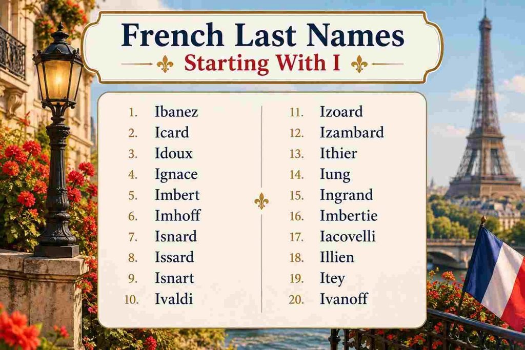 french last names starting with i list 